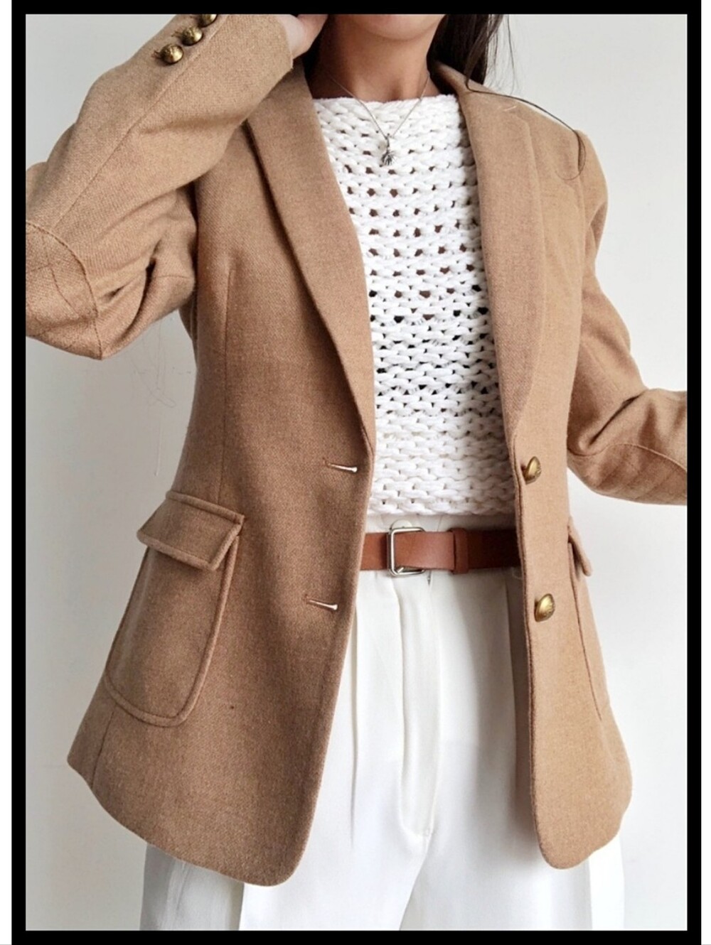 Banana Republic Blazer Jacket LA REDINGOTE Elbow Patch Camel Tan Size 10